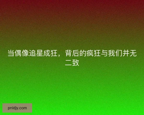 当偶像追星成狂，背后的疯狂与我们并无二致