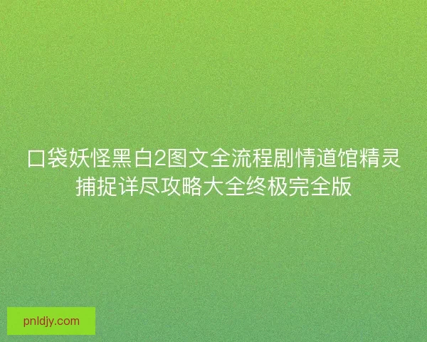 口袋妖怪黑白2图文全流程剧情道馆精灵捕捉详尽攻略大全终极完全版