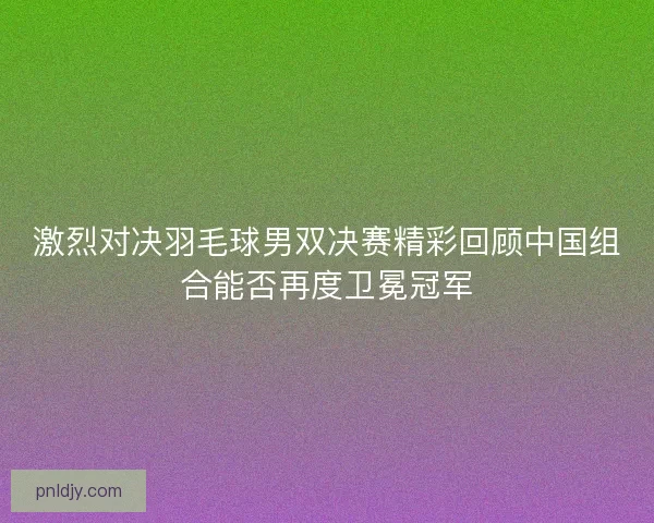 激烈对决羽毛球男双决赛精彩回顾中国组合能否再度卫冕冠军